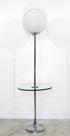 Mid-Century Modern Laurel Style Chrome and Glass Globe Floor Lamp Table, 1970s