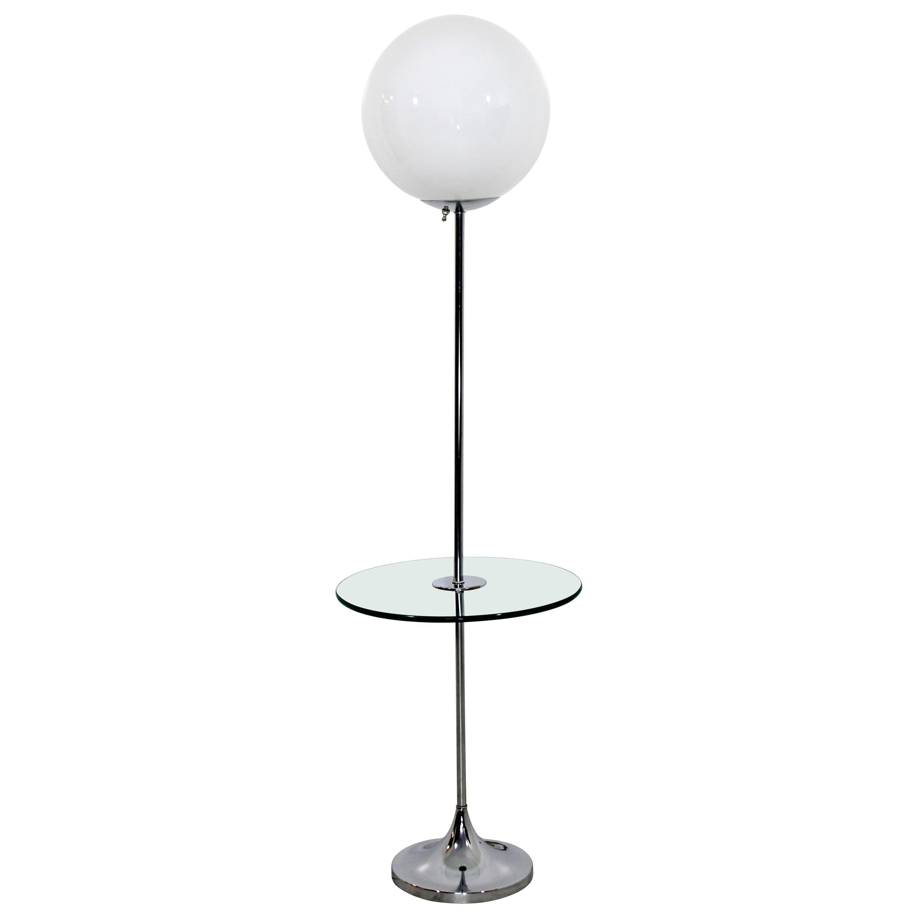 Mid-Century Modern Laurel Style Chrome and Glass Globe Floor Lamp Table, 1970s