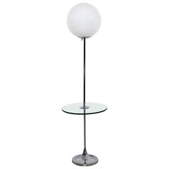 Mid-Century Modern Laurel Style Chrome and Glass Globe Floor Lamp Table, 1970s