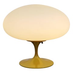 Mid-Century Modern Laurel Yellow Metal Mushroom Glass Table Lamp, 1960s