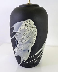 Mid-Century Modern Lava Glaze Urn Form Ceramic Lamp, Recently Wired