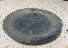 Mid-Century Modern Lava Glazed Blue Ceramic California Studio Pottery Plate