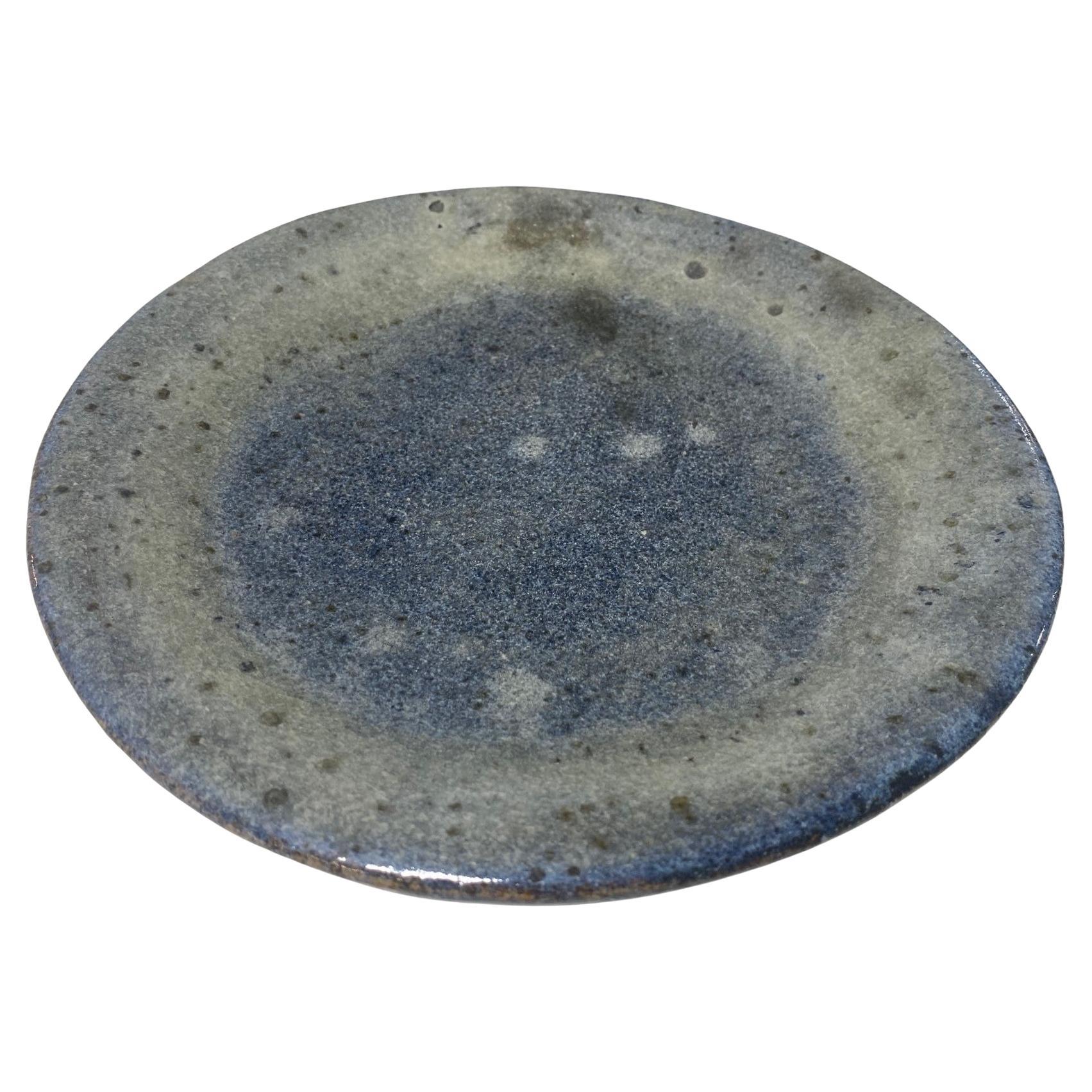 Moderner Lava- glasierter blauer Keramikteller aus Kalifornien Studio Pottery aus der Mitte des Jahrhunderts