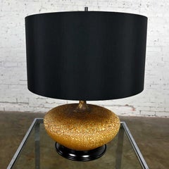 Mid Century Modern Lava Glazed Large Scale Table Lamp New Faux Silk Drum Shade