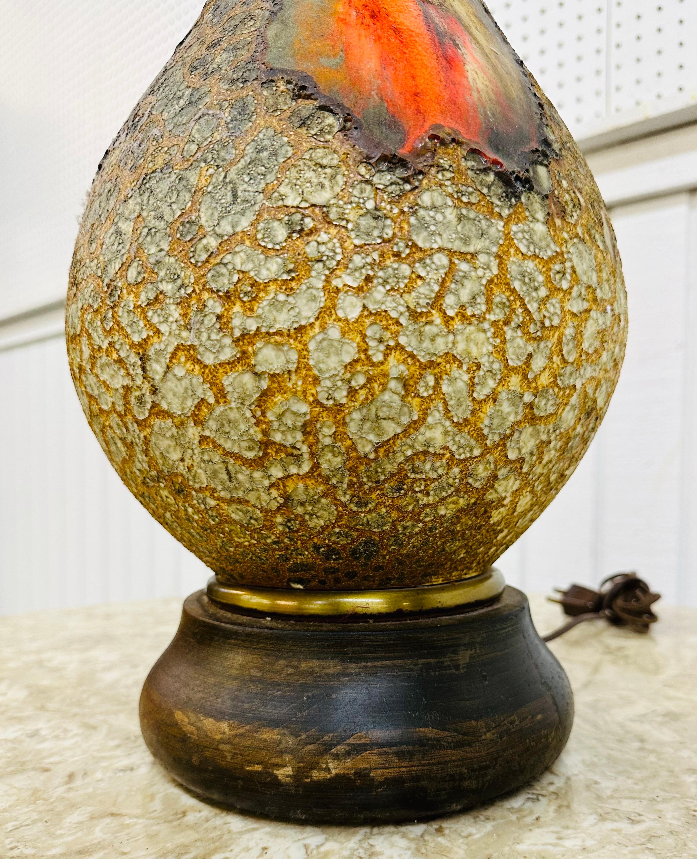 20th Century Mid-Century Modern Lava Style Porcelain Table Lamp For Sale