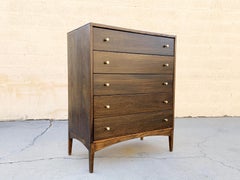 Mid-Century Modern Lawrence Peabody 5-Drawer Dresser with Brass Pulls
