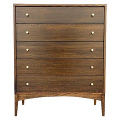 Mid-Century Modern Lawrence Peabody 5-Drawer Dresser with Brass Pulls