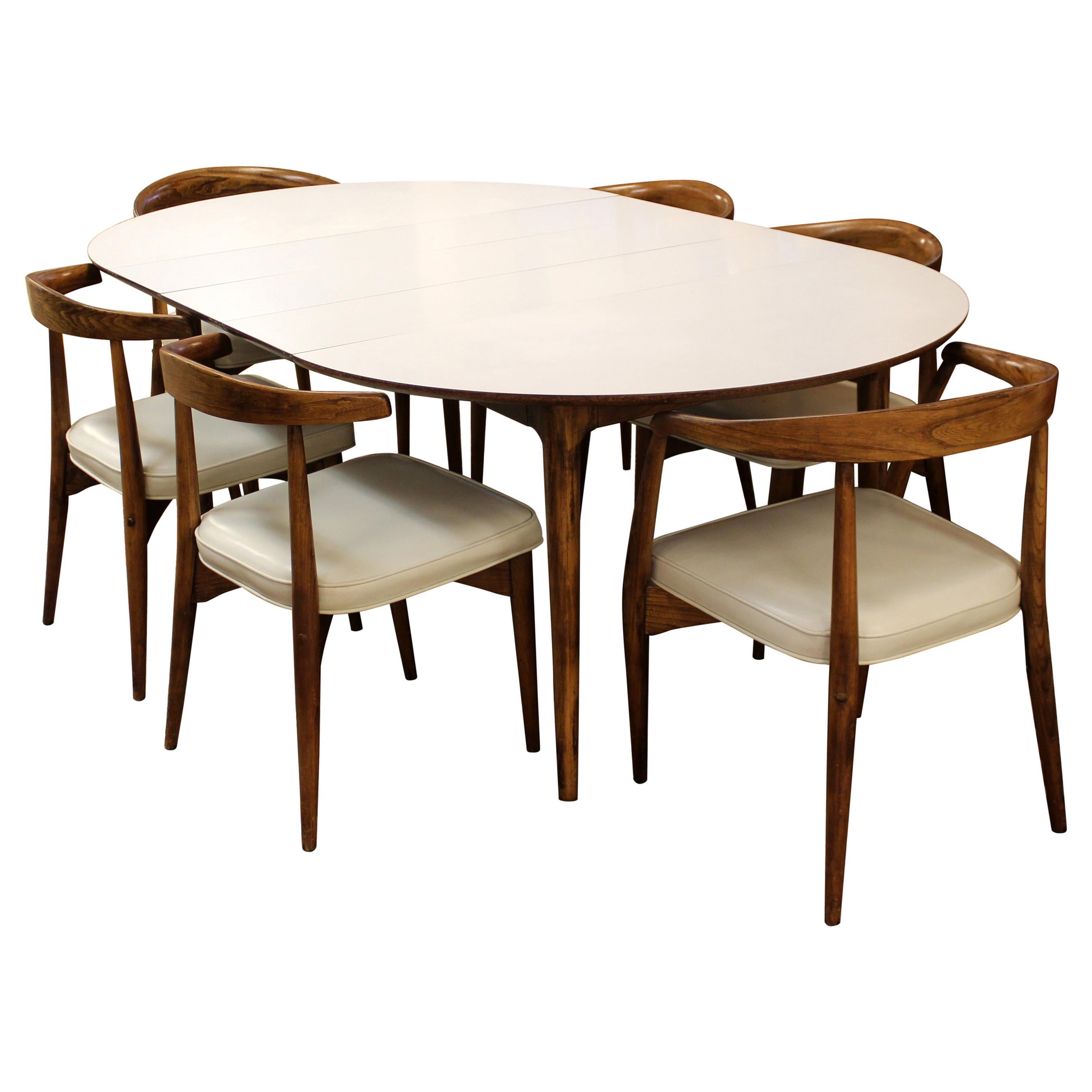 Mid-Century Modern Lawrence Peabody Craft Assoc. Dining Table and 6 Side Chairs