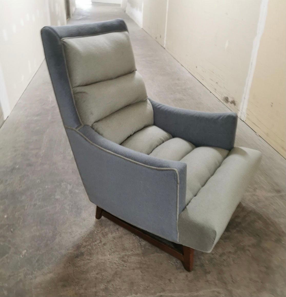 North American Mid-Century Modern Lawrence Peabody for Selig Channel Back Lounge Club Chairs
