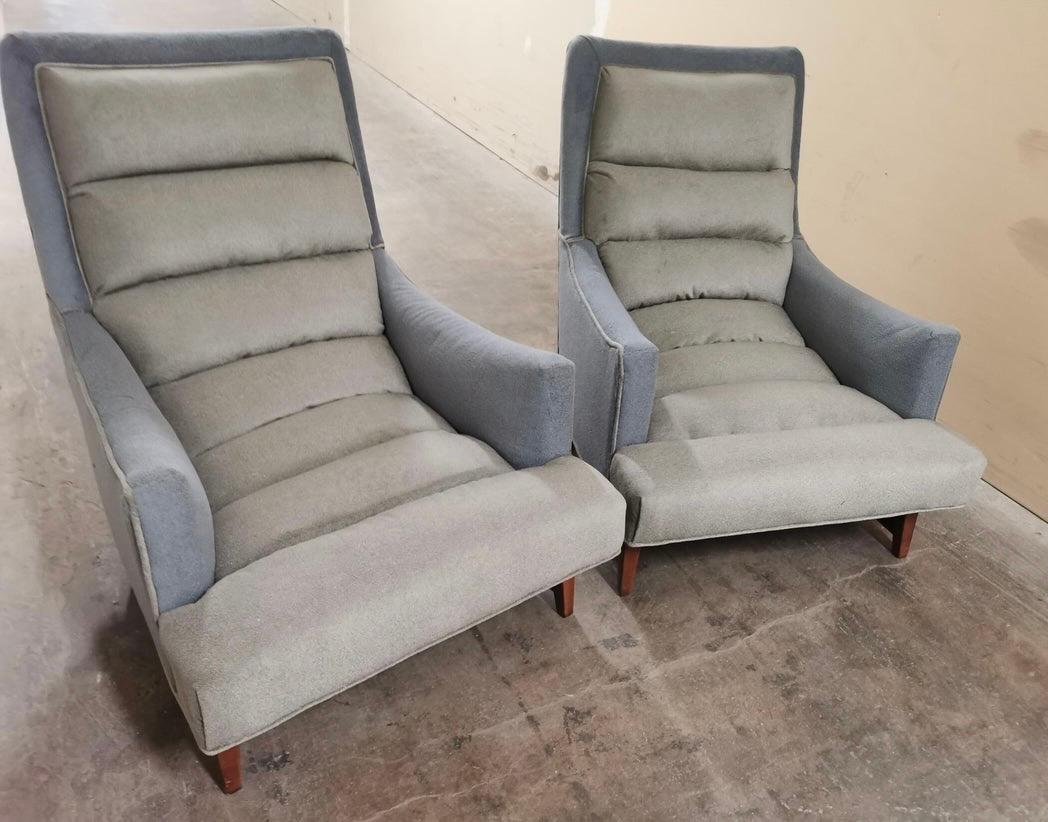 Mid-20th Century Mid-Century Modern Lawrence Peabody for Selig Channel Back Lounge Club Chairs