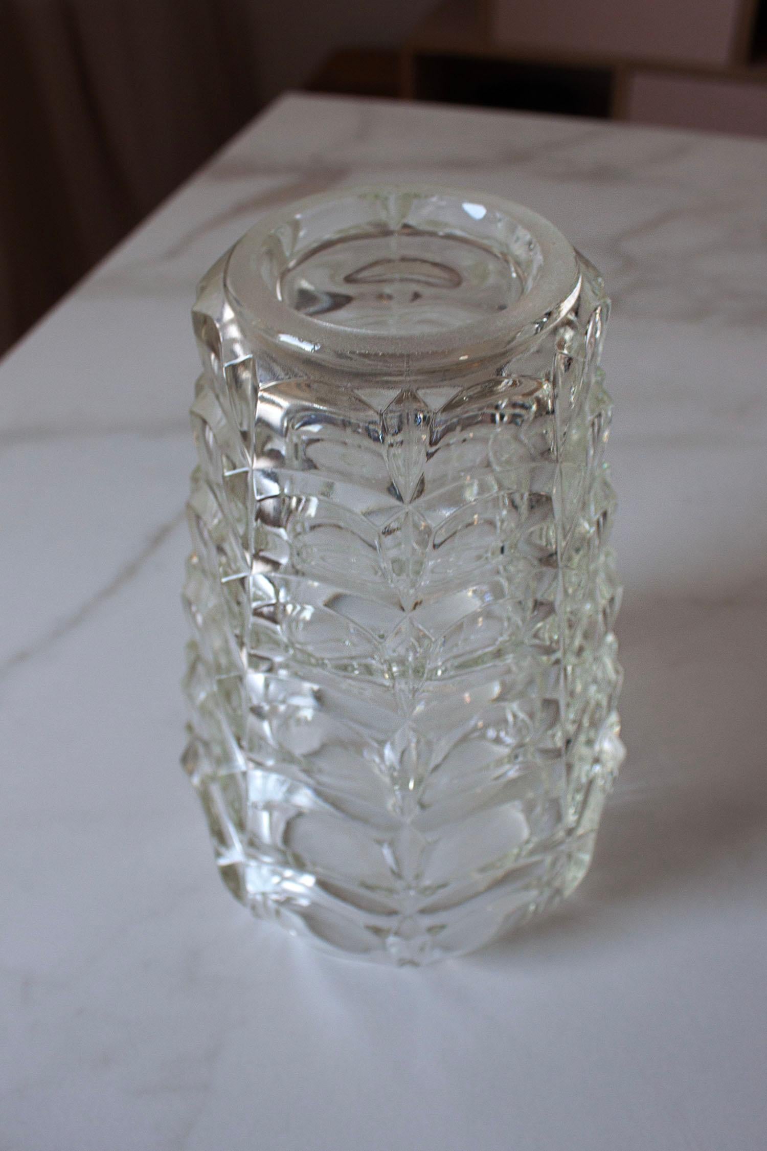 Tedesco Vaso di Murano in vetro trasparente stratificato in stile metà secolo moderno in vendita