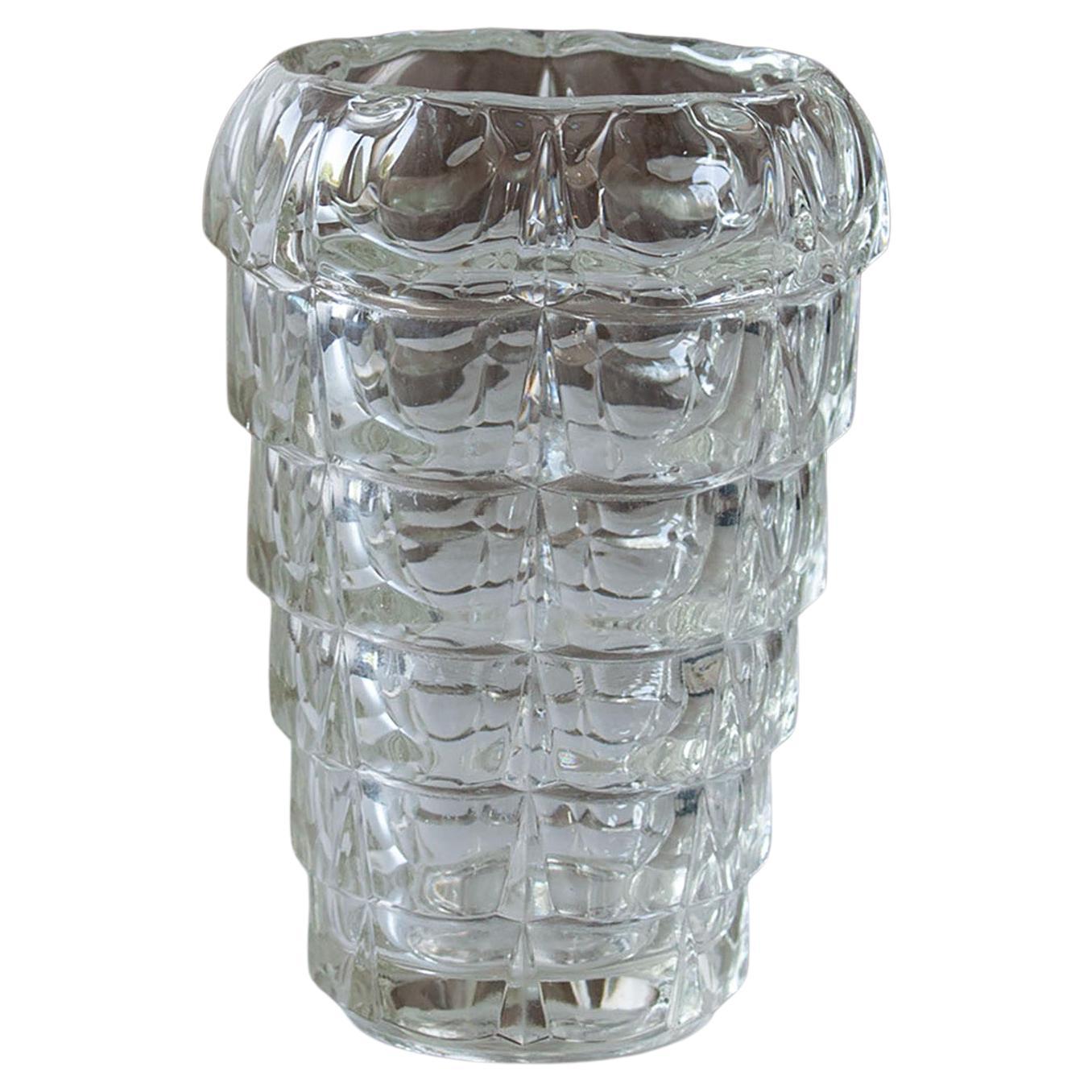 Vaso di Murano in vetro trasparente stratificato in stile metà secolo moderno in vendita