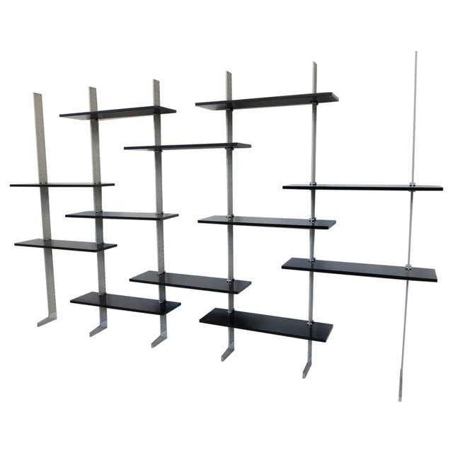 Floor-to-ceiling modular bookcase produced by FEAL, 1950s, Italy For ...