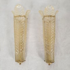 Mid-Century Modern leaf Murano glass sconces
