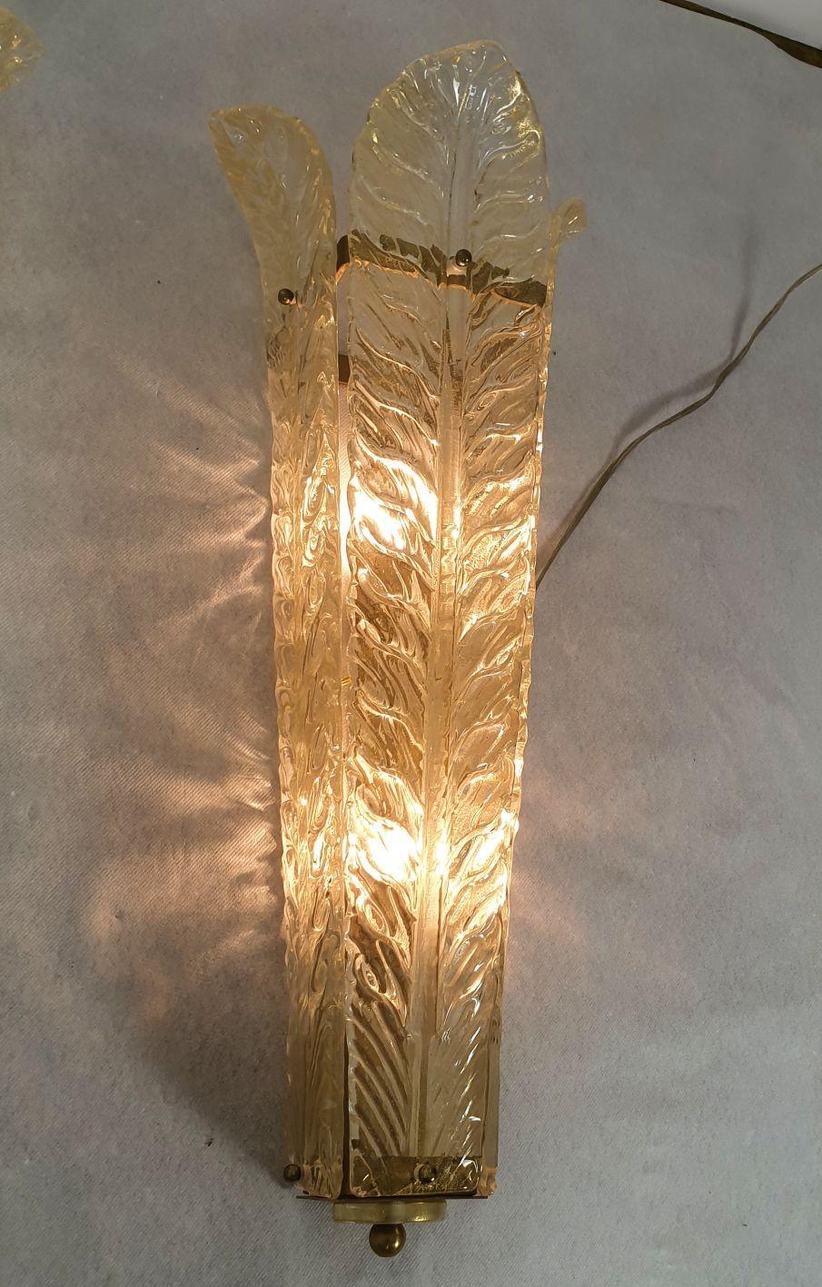 Apliques de cristal de Murano con hojas, modernos de mediados de siglo finales del siglo XX en venta