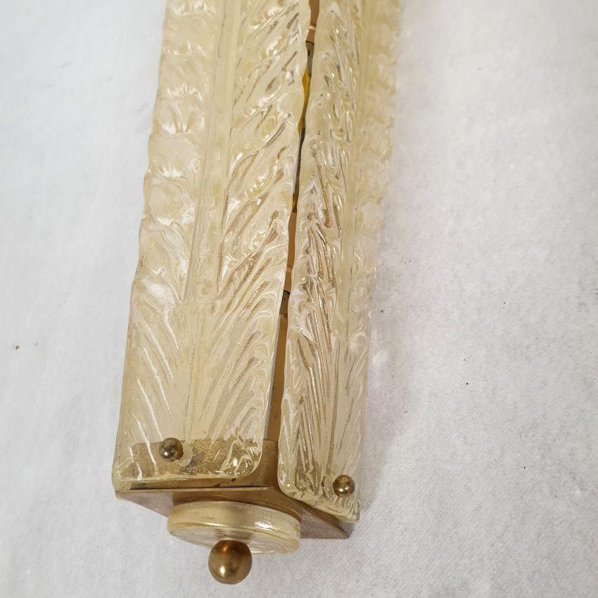 Apliques de cristal de Murano con hojas, modernos de mediados de siglo Latón en venta