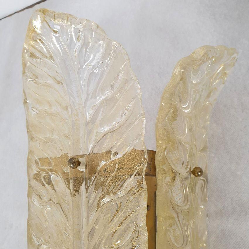 Apliques de cristal de Murano con hojas, modernos de mediados de siglo en venta 2