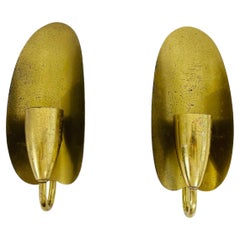 Mid-Century Modern Leaf Shaped Brass Wall Lamp, 1950s, Pair