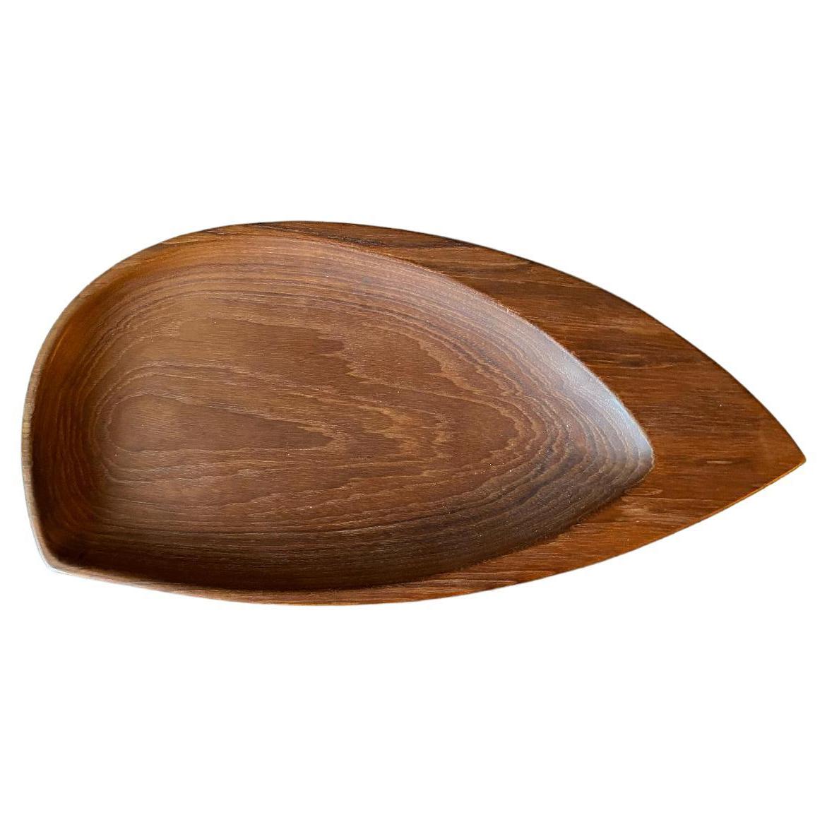 Mid-Century Modern Leaf Shaped Teak Tray by Skjode Denmark