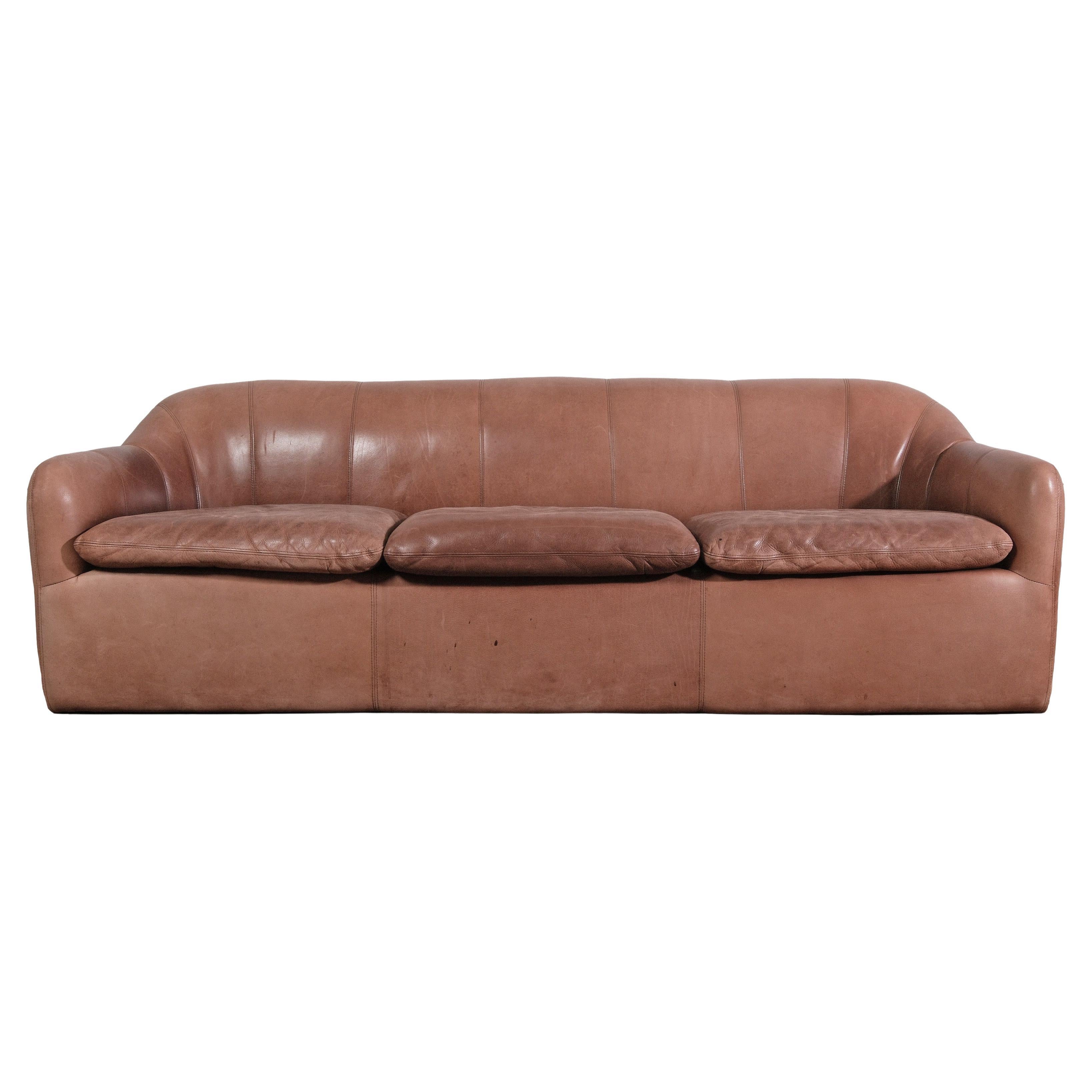Mid-Century Modern Leather 3 Seat Sofa