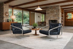 Mid-Century Modern Leather and Aluminum Lounge Chairs