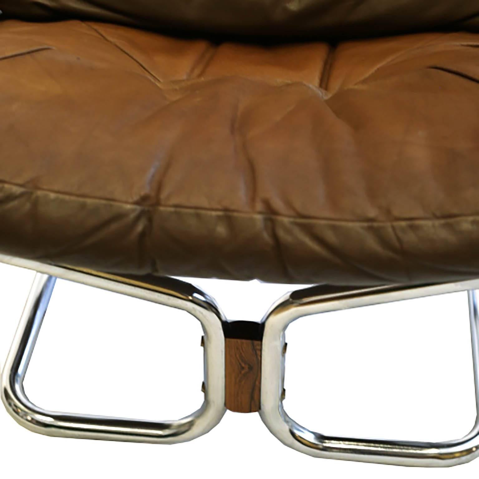 20th Century Mid-Century Modern Leather and Chrome Chair by Ingmar Relling, circa 1970s