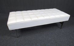 Mid-Century Modern Leather and Chrome Entry Bench