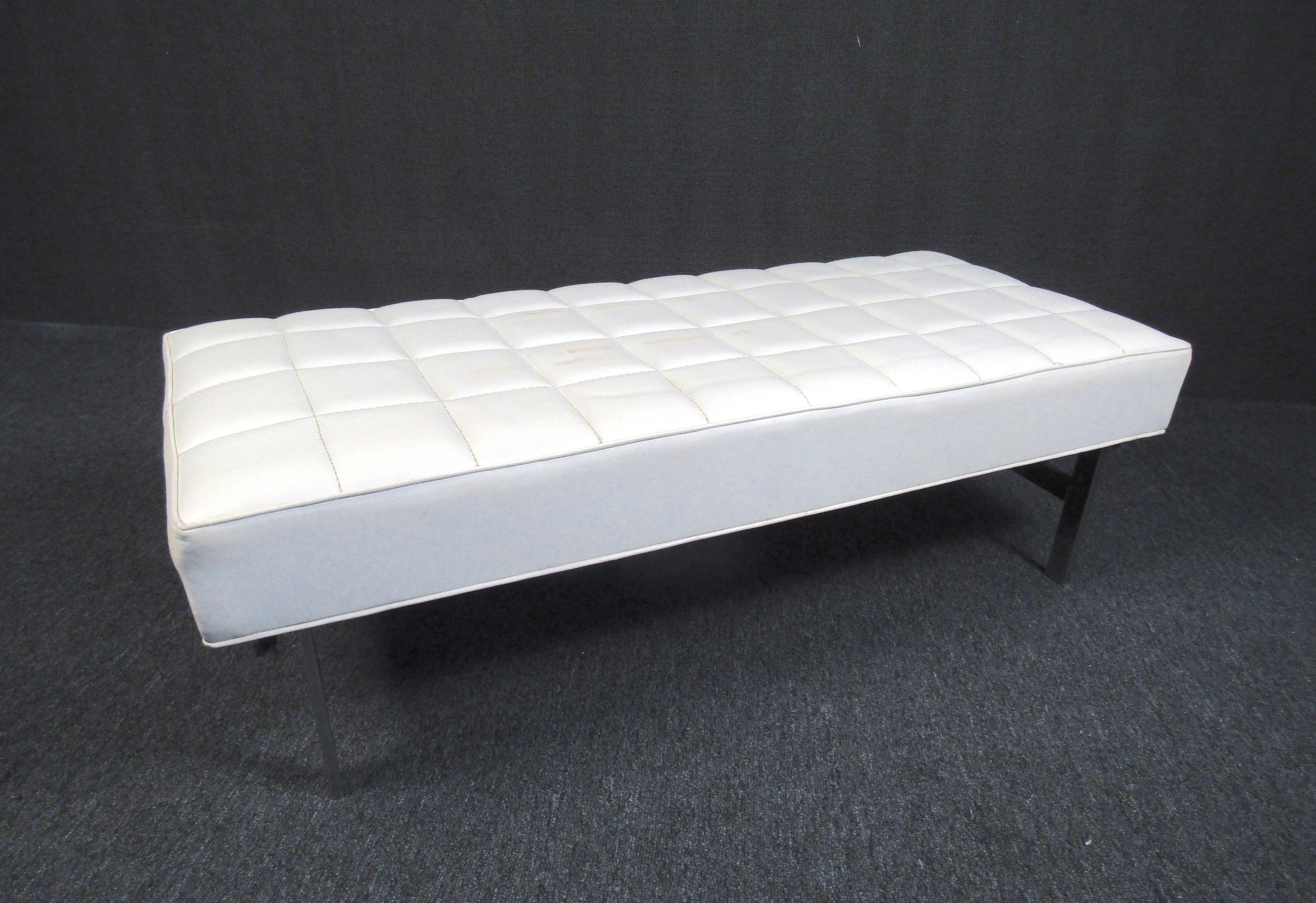 20th Century Mid-Century Modern Leather and Chrome Entry Bench For Sale