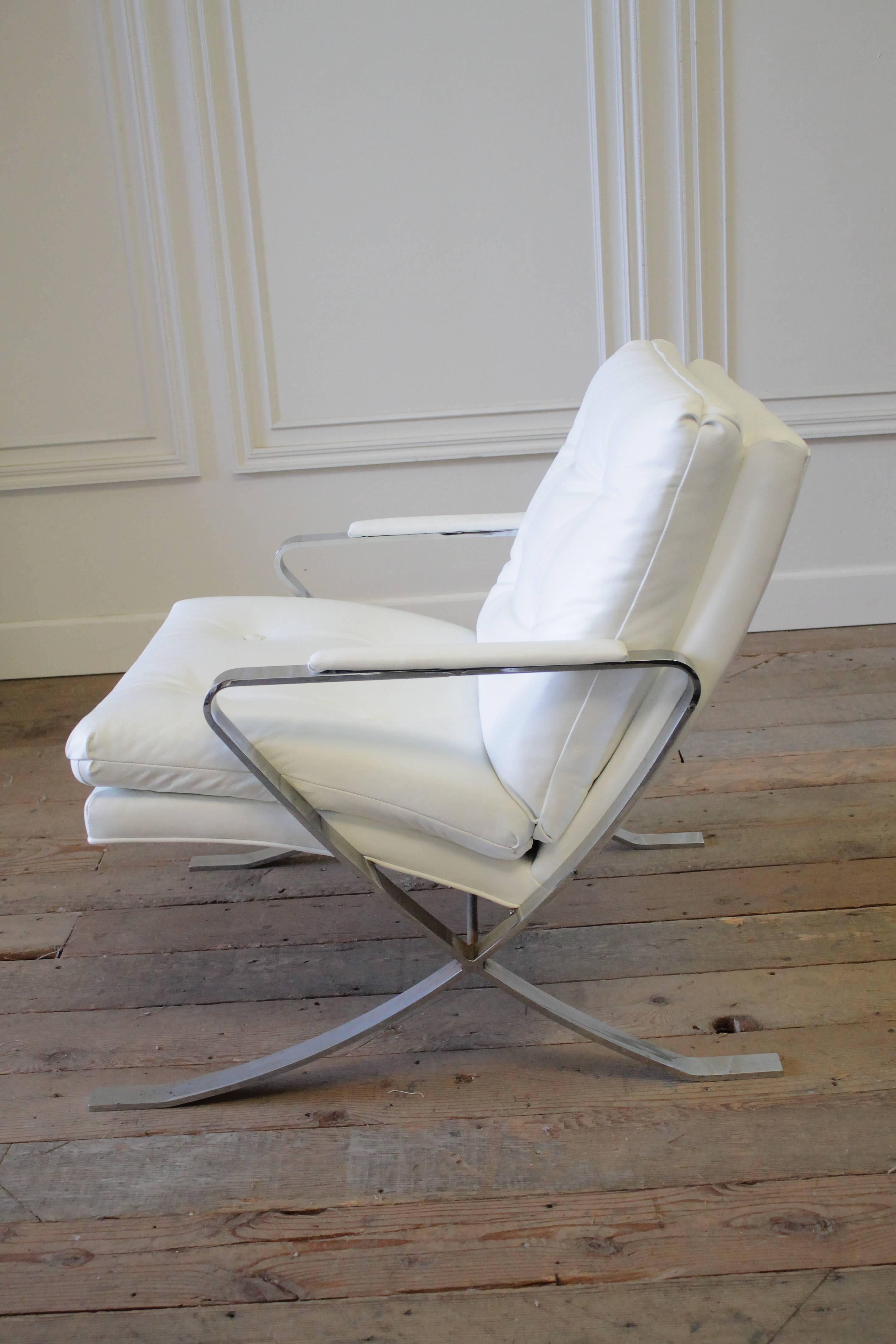 mid century chrome and leather chairs