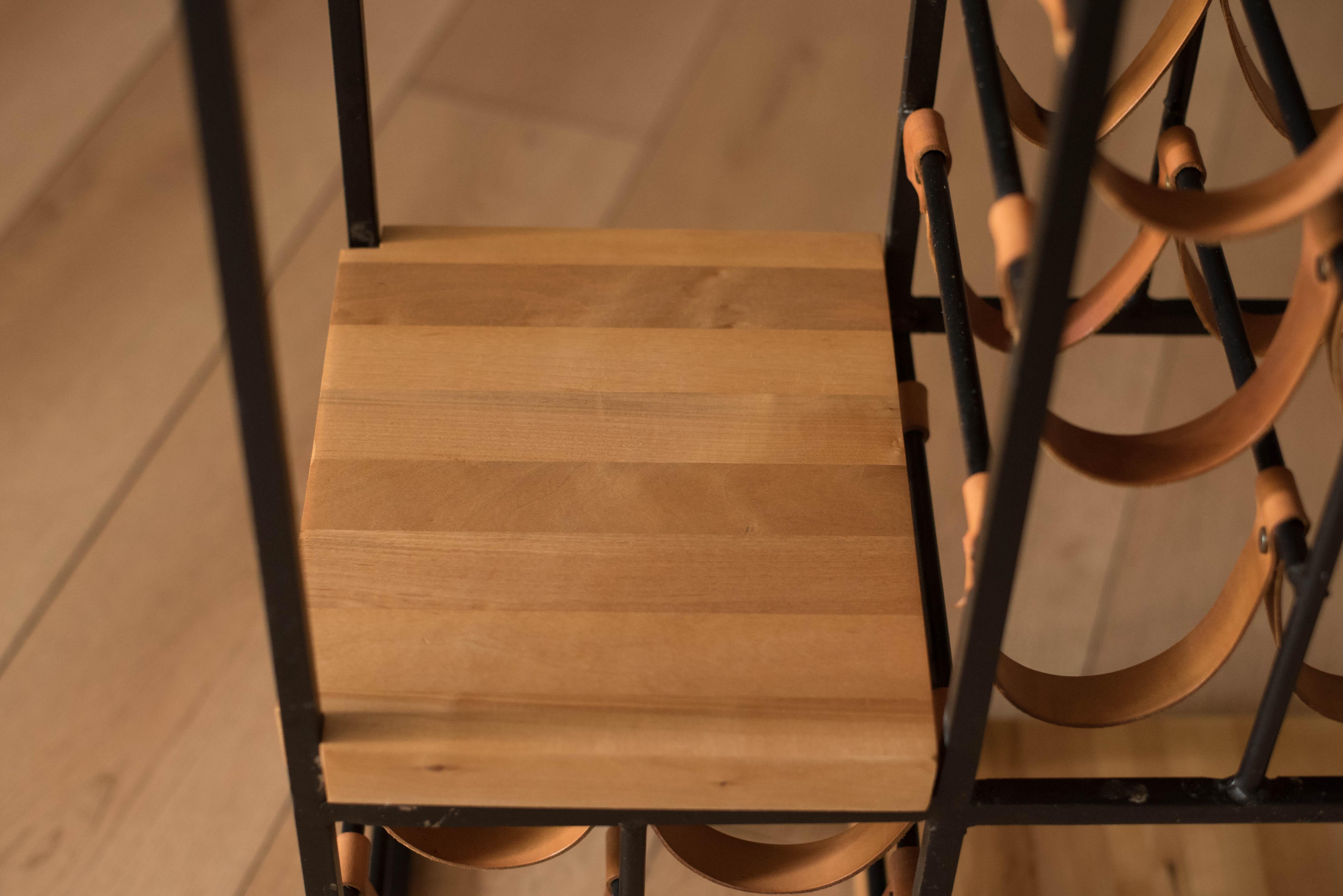 Mid-Century Modern Leather and Iron Wine Rack Room Divider by Arthur Umanoff 3