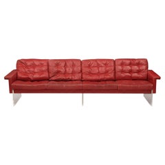 Mid-Century Modern Leather and Lucite Vintage Loft Sofa, Italy, 1970s