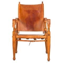 Mid-Century Modern Leather and Oak "Safari" Chair by Wilhelm Kienzle, circa 1950