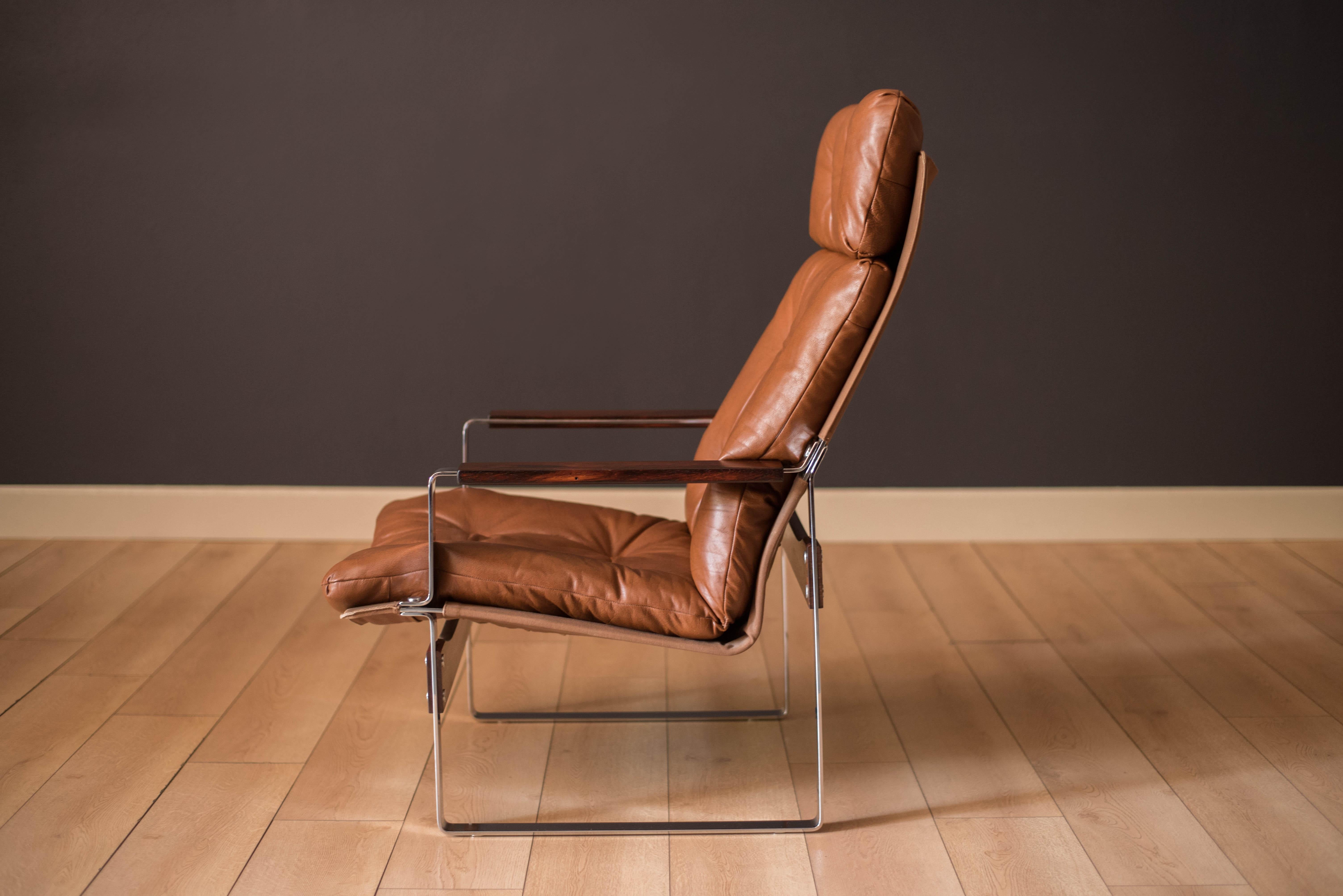 British Mid-Century Modern Leather and Rosewood Lounge Chair by Richard Young