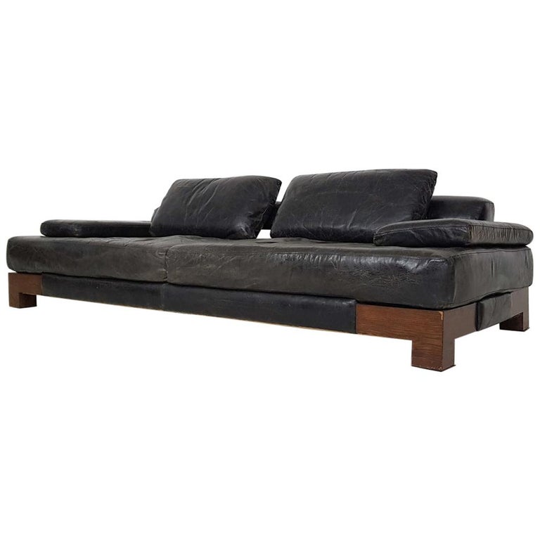 Mid Century Modern Leather And Wenge Sofa Or Daybed At 1stdibs Mid Century Modern Leather And Wenge, Modern Leather Daybed Sofa