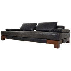 Modernes Sofa oder Daybed aus Leder und Wenge aus der Jahrhundertmitte