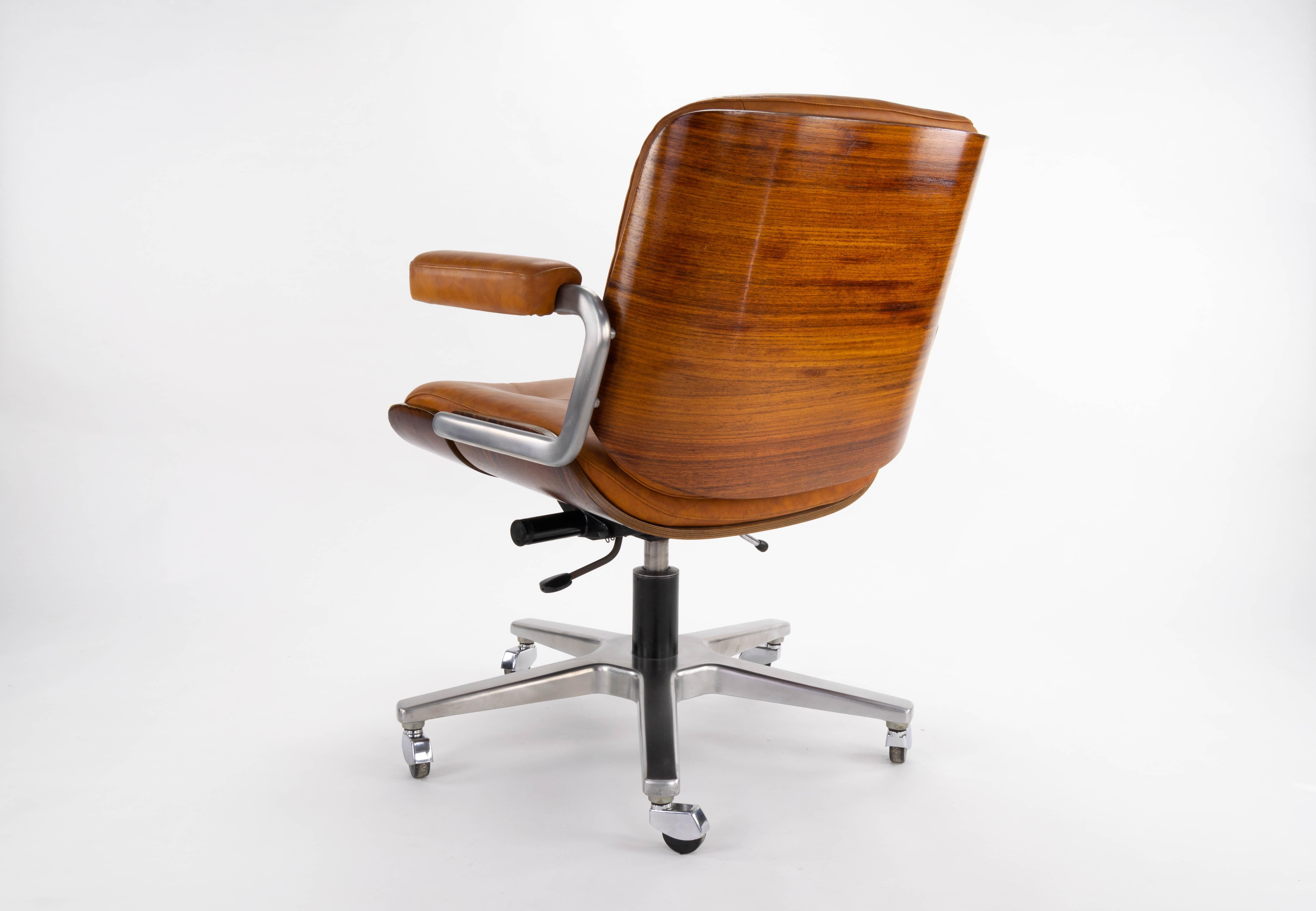Laminated Mid-Century Modern Leather Armchair by Martin Stoll for Giroflex, Switzerland