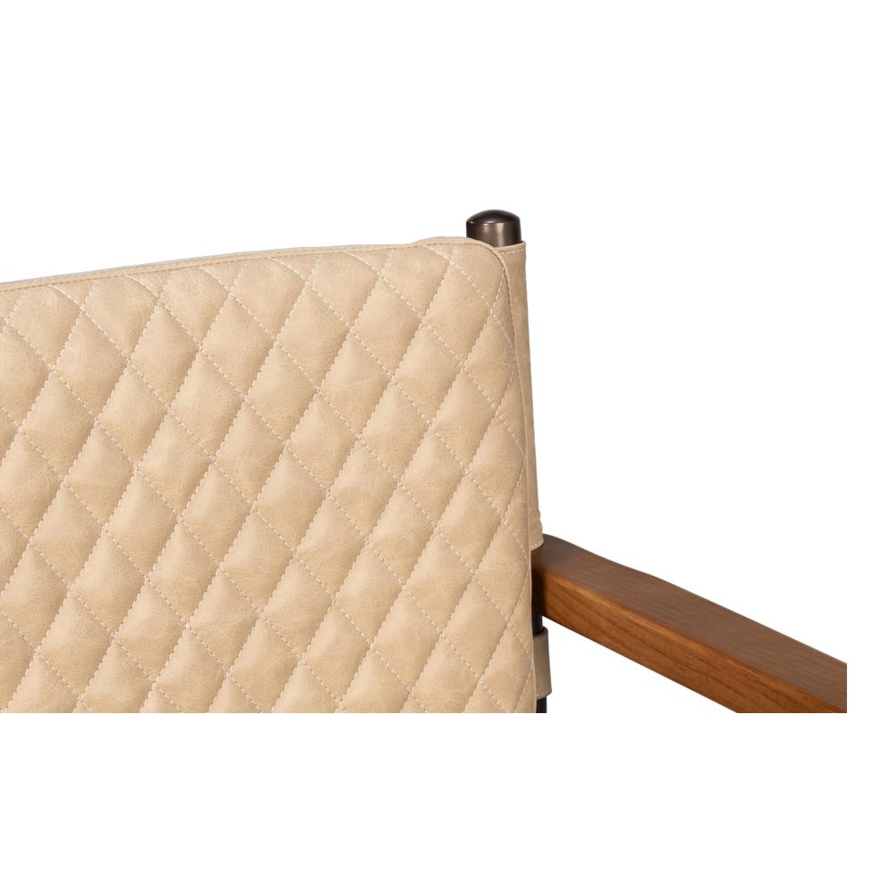 Metallo Poltrona in pelle moderna di metà secolo - Crema Cappuccino in vendita