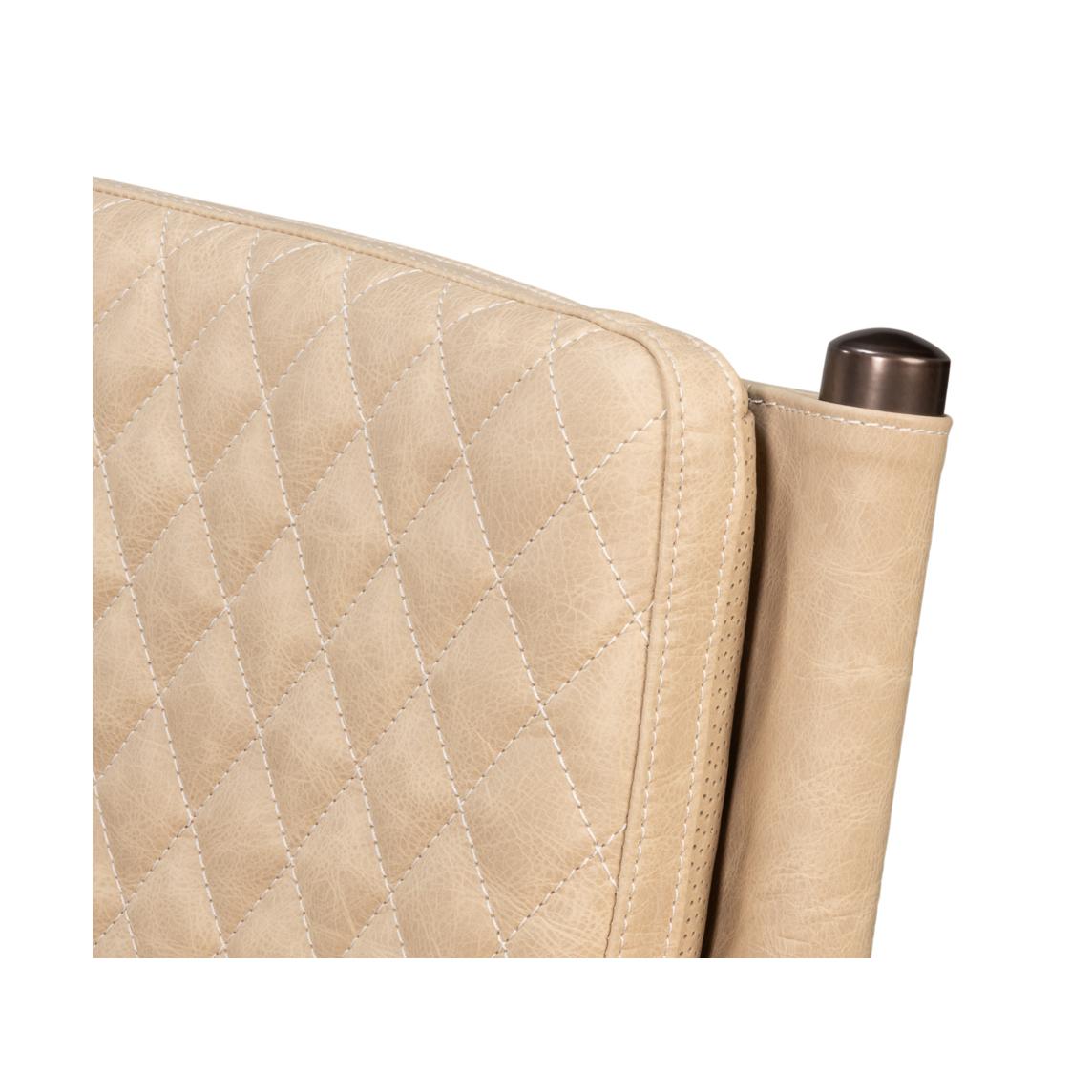 Poltrona in pelle moderna di metà secolo - Crema Cappuccino in vendita 1