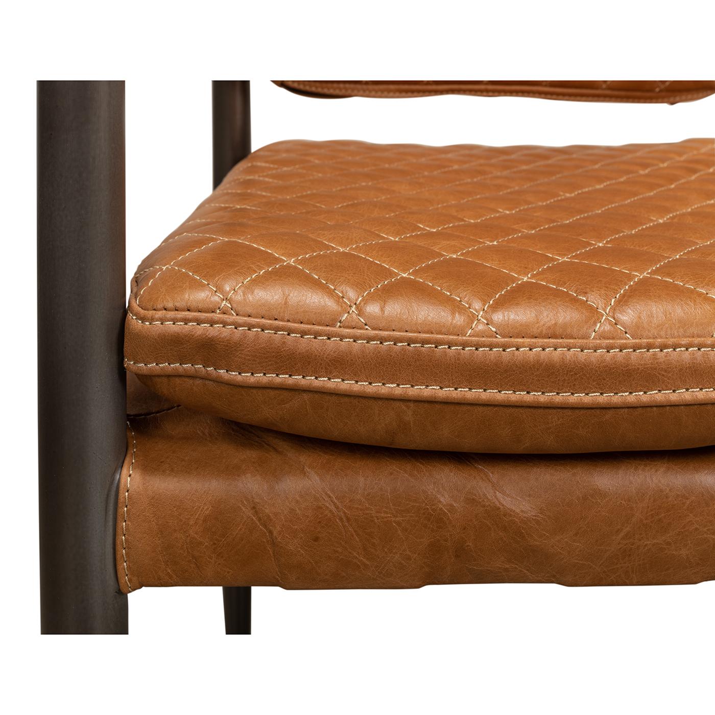 Metallo Poltrona in pelle moderna di metà secolo in vendita