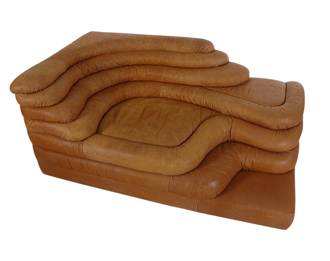 Mid-Century Modern Leather Chaise/Terazza Sofa by Ubald Klug for De Sede  2