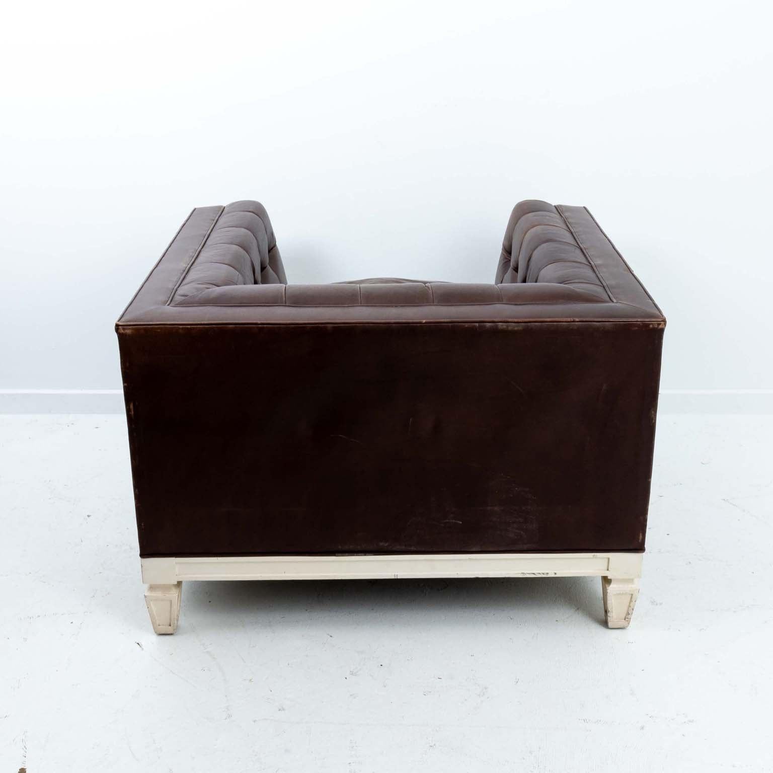 20th Century Mid Century Modern Leather Club Chair For Sale