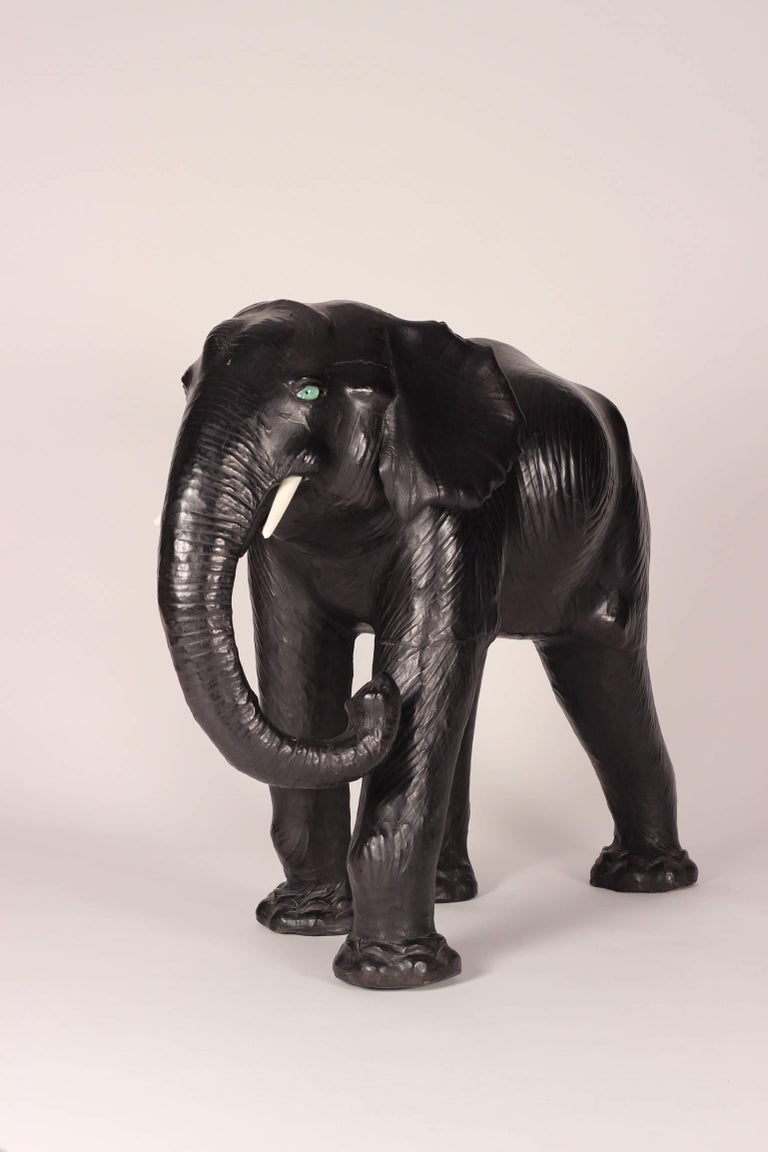 MidCentury Modern Leather Crafted Elephant for Shop Display at 1stdibs