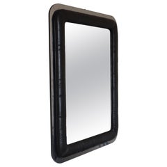 Mid-century modern leather frame mirror italy 1970s