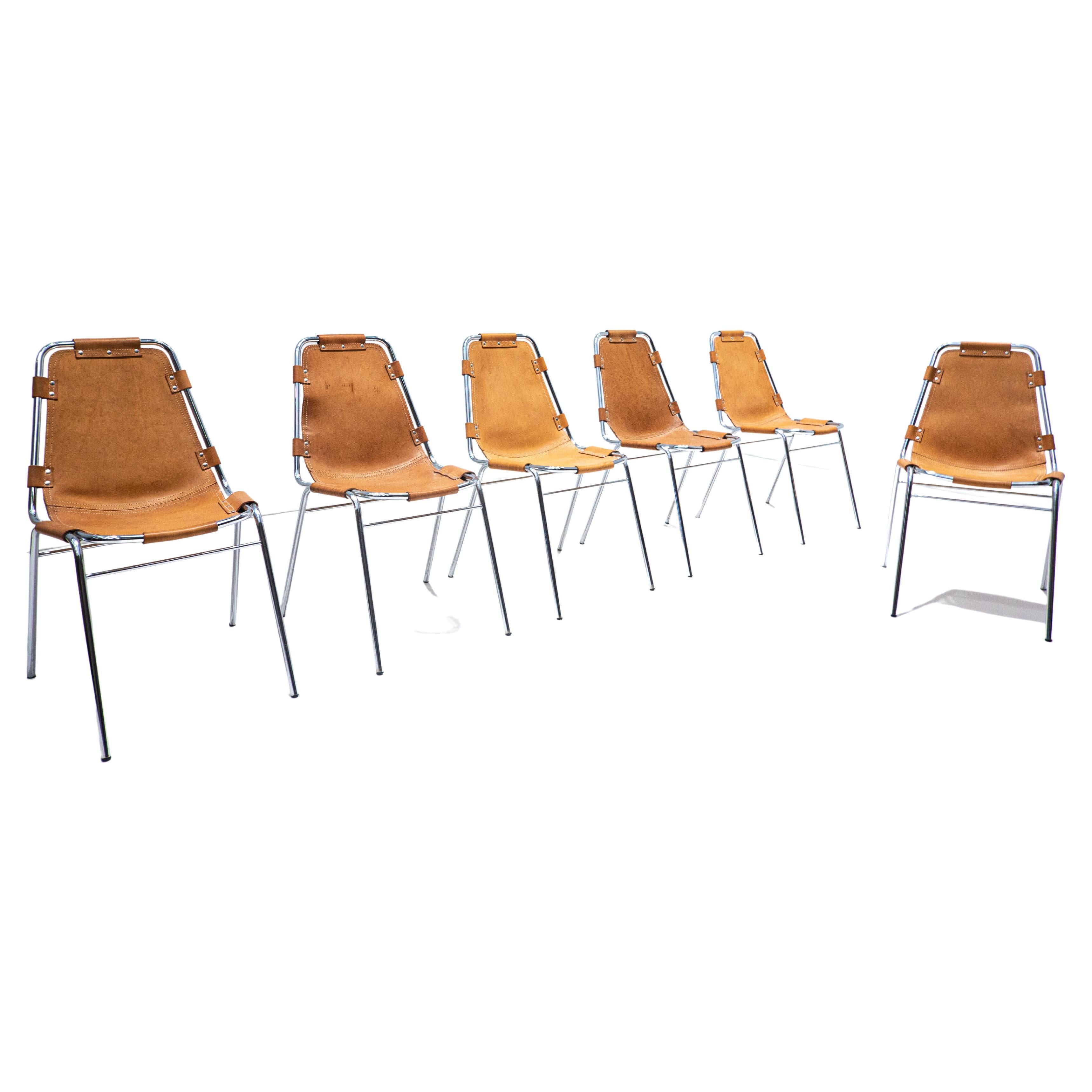 Mid-Century Modern Leather Les Arcs Chairs by Charlotte Perriand, France, 1960s