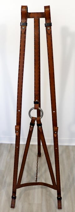Mid-Century Modern Leather Looking Metal Display Stand Adjustable Easel, 1970s