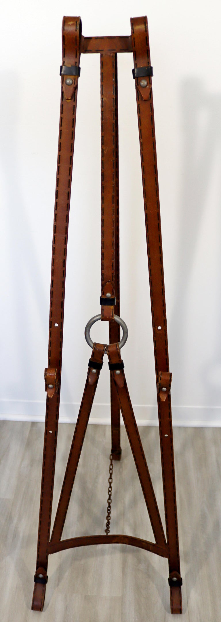 MidCentury Modern Leather Looking Metal Display Stand Adjustable Easel