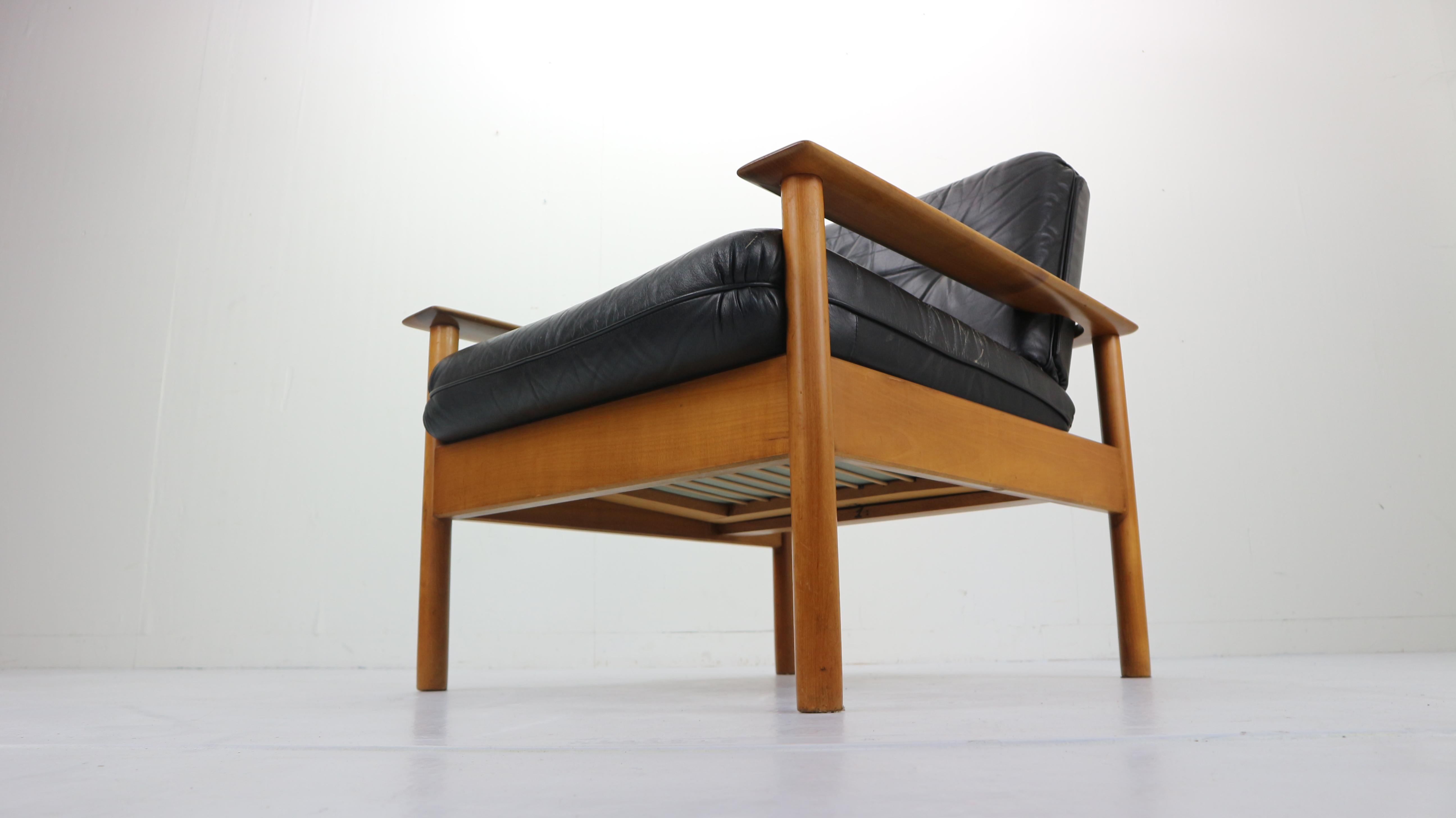 Mid-Century Modern Leather Lounge Chair, Scandinavian Design, 1960s 8