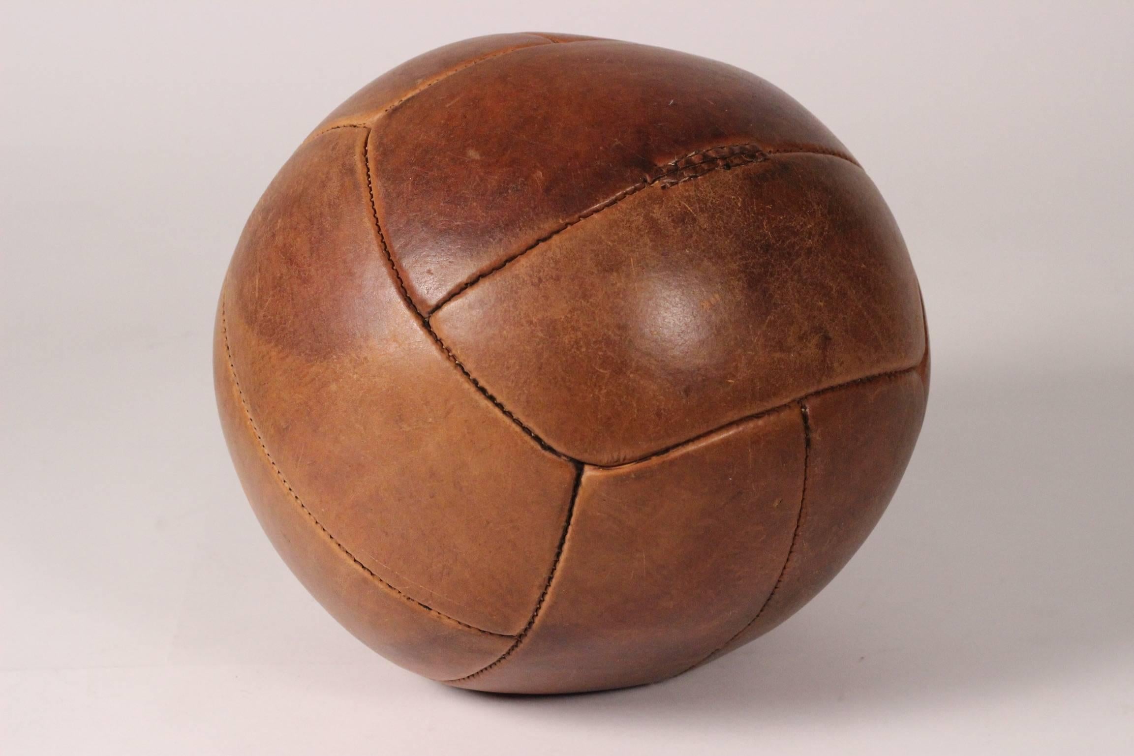 British Mid-Century Modern Leather Medicine Ball
