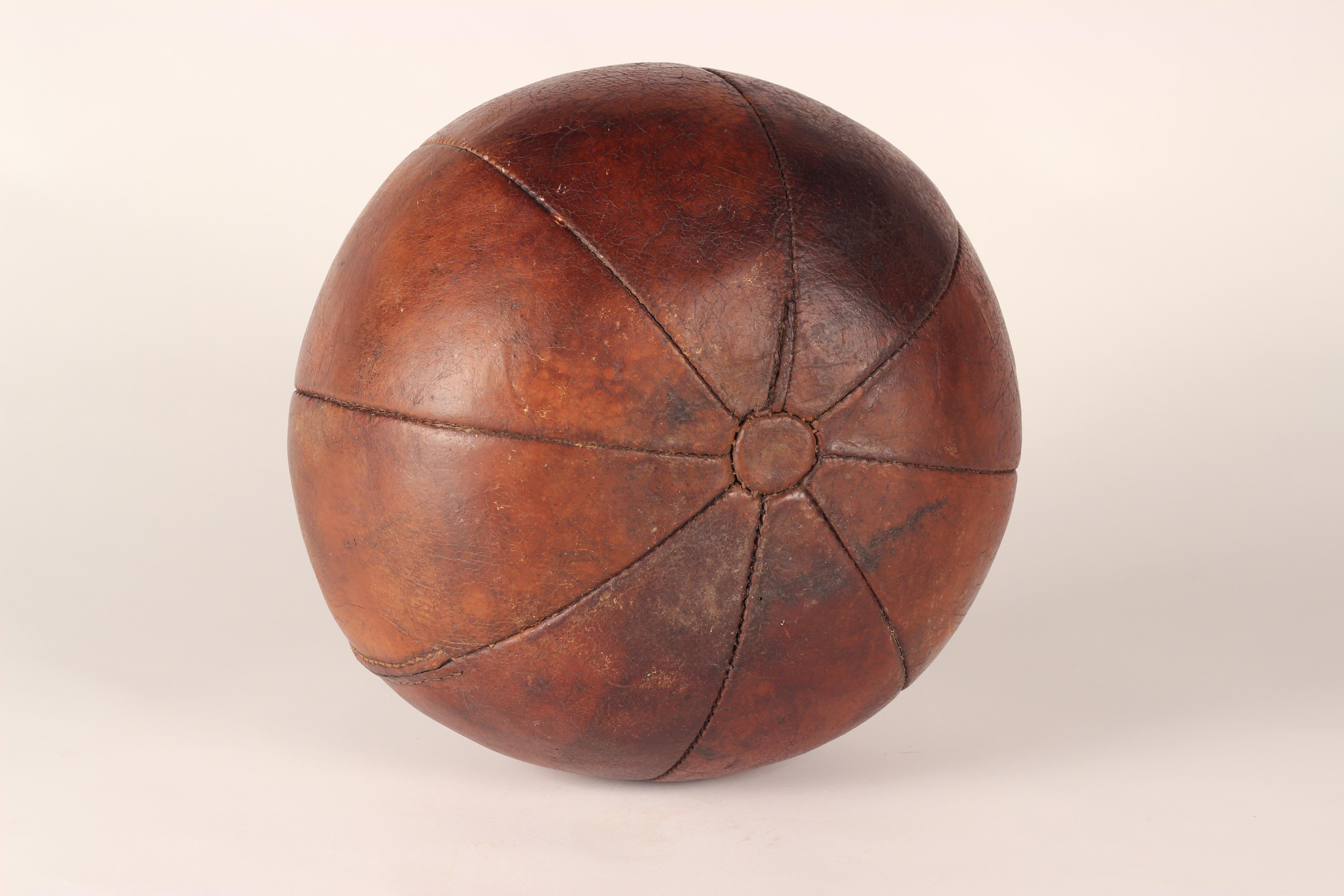 Mid-Century Modern Leather Medicine Ball For Sale 2