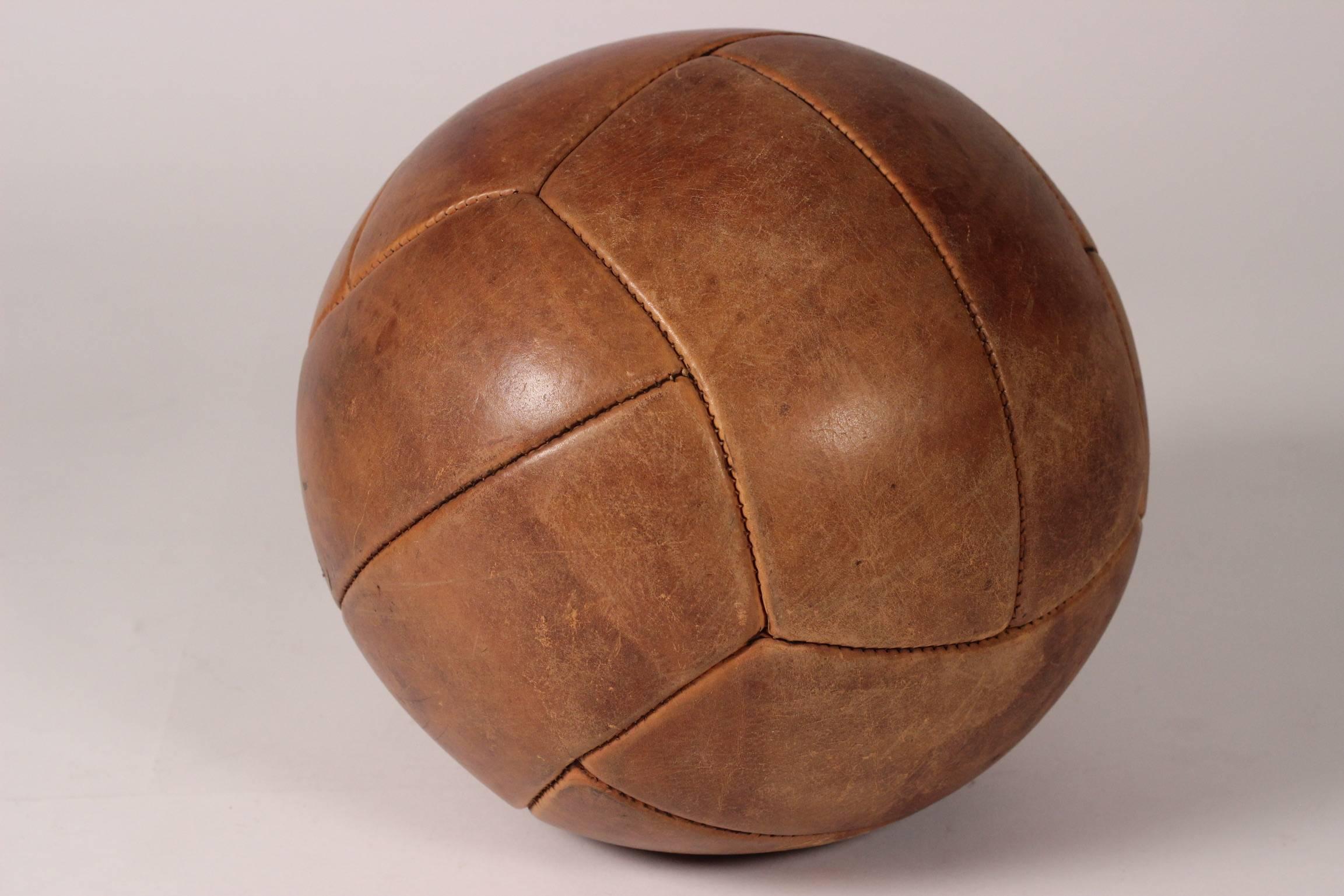 Mid-Century Modern Leather Medicine Ball 2
